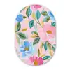 Blauw - Roze - Bloemen Wandcirkel Ovaal Glas middel -3d