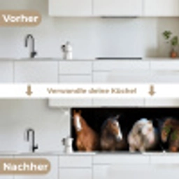 Paard - Dieren - Zwart keuken achterwand 2 middel -voor-na_DE
