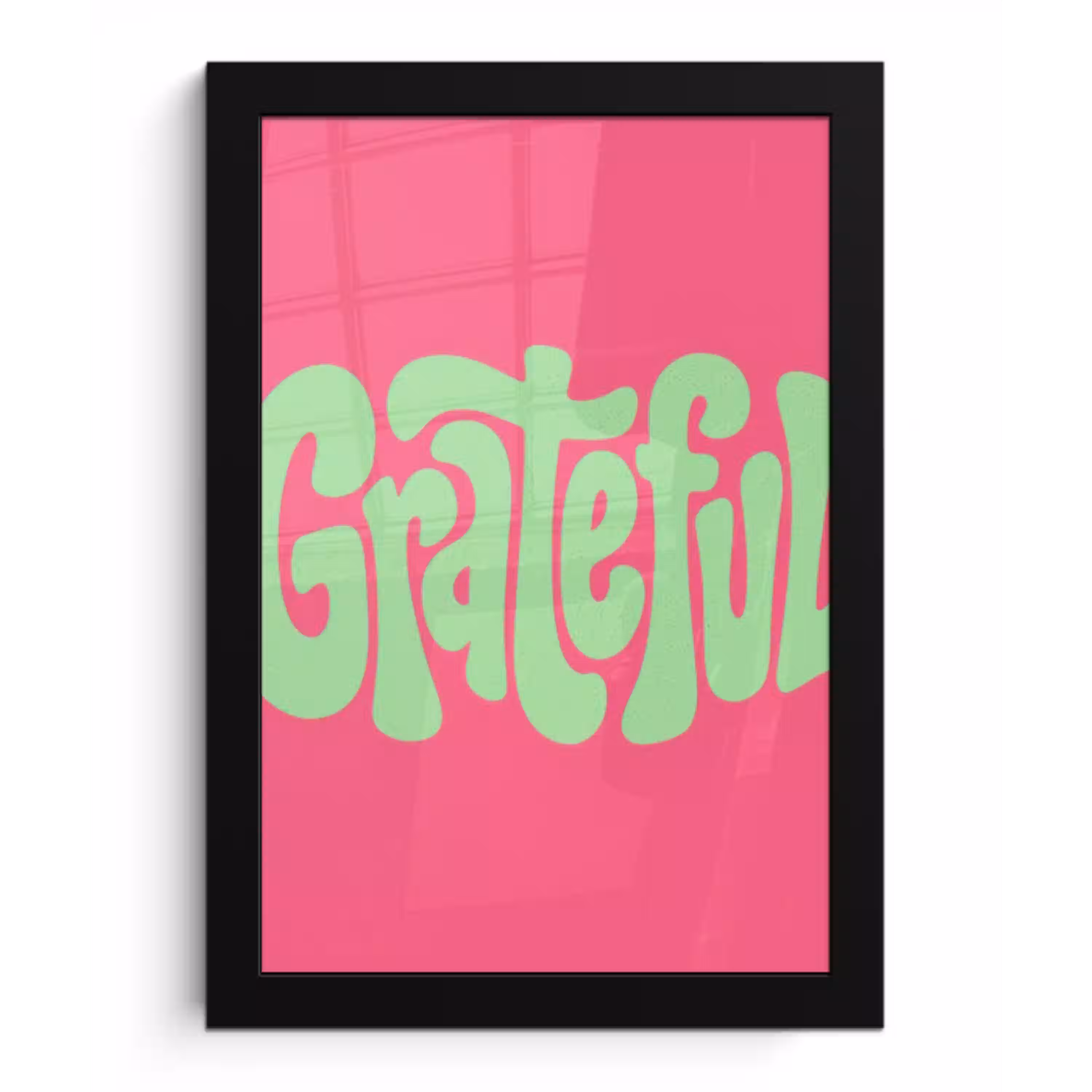 Grateful - Groen - Grafisch - Vloeiend fotolijst zwart zonder passe partout klein -3d
