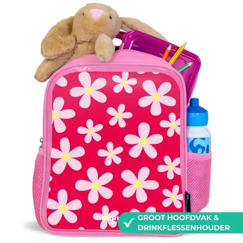 Madeliefjesmania hotpink Kinderrugzak - Roze middel -inhoud_NL