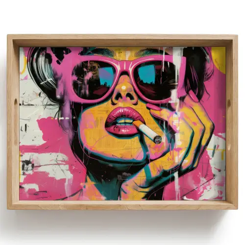 Portret - Vrouw - Abstract - Zonnebril Dienblad Rechthoek middel -z3d_shopping