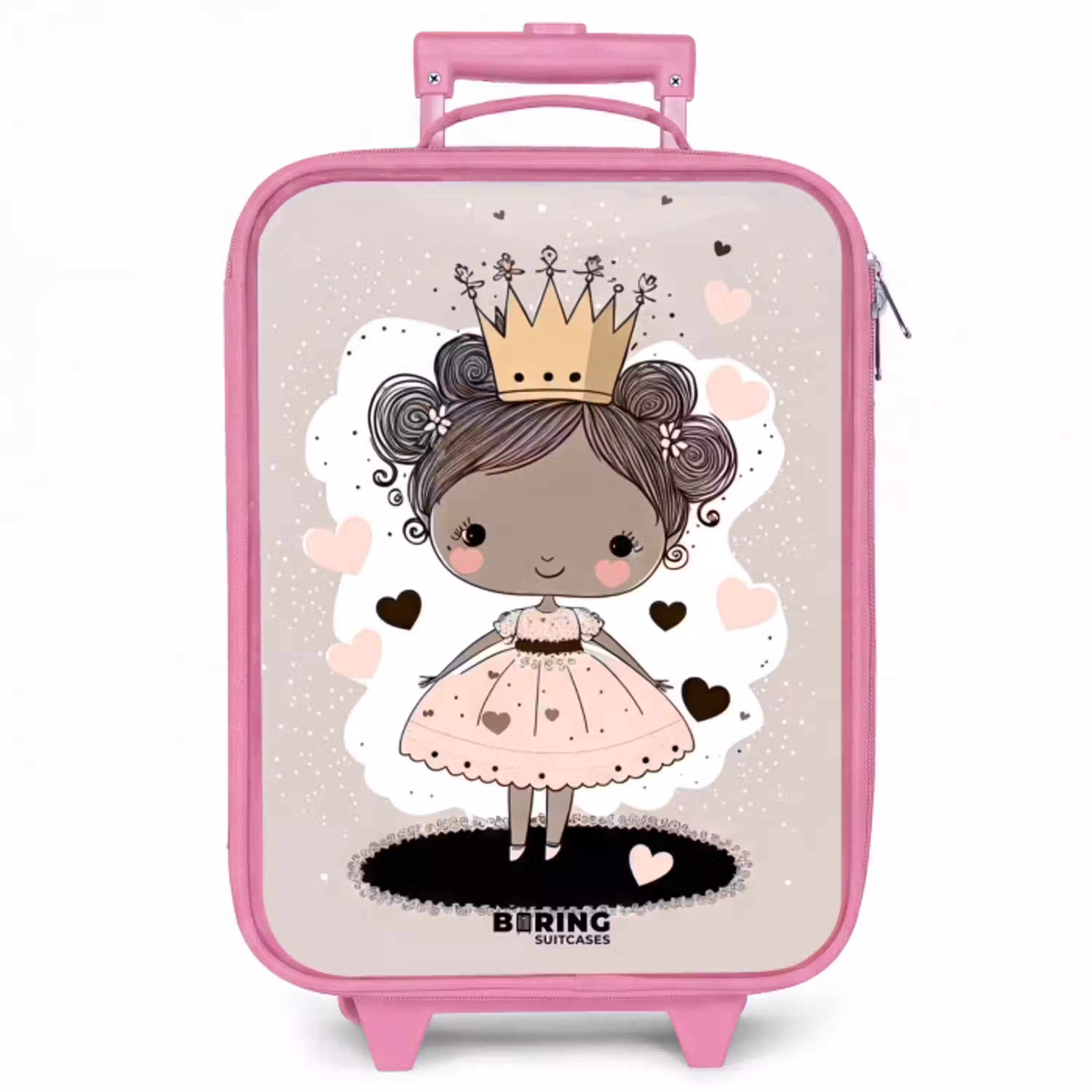Prinses op gekleurde achtergrond met roze en zwarte hartjes Kinderkoffer - Roze klein -zzz_website3d