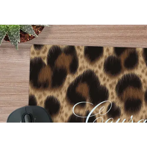 Luipaardprint - Bruin - Courage - Sierlijk muismat rubber klein -closeup