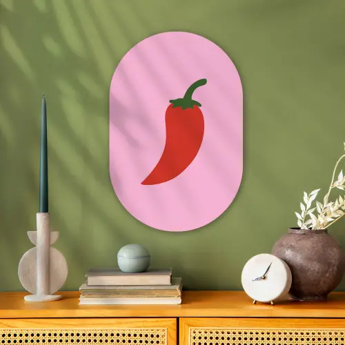 Peper - Rood - Illustratie Wandcirkel Ovaal Forex klein -sfeer2