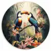 Toekan - Vogels - Bloemen - Natuur - Jungle Wandcirkel kunststof plaat 5mm dik klein -3d