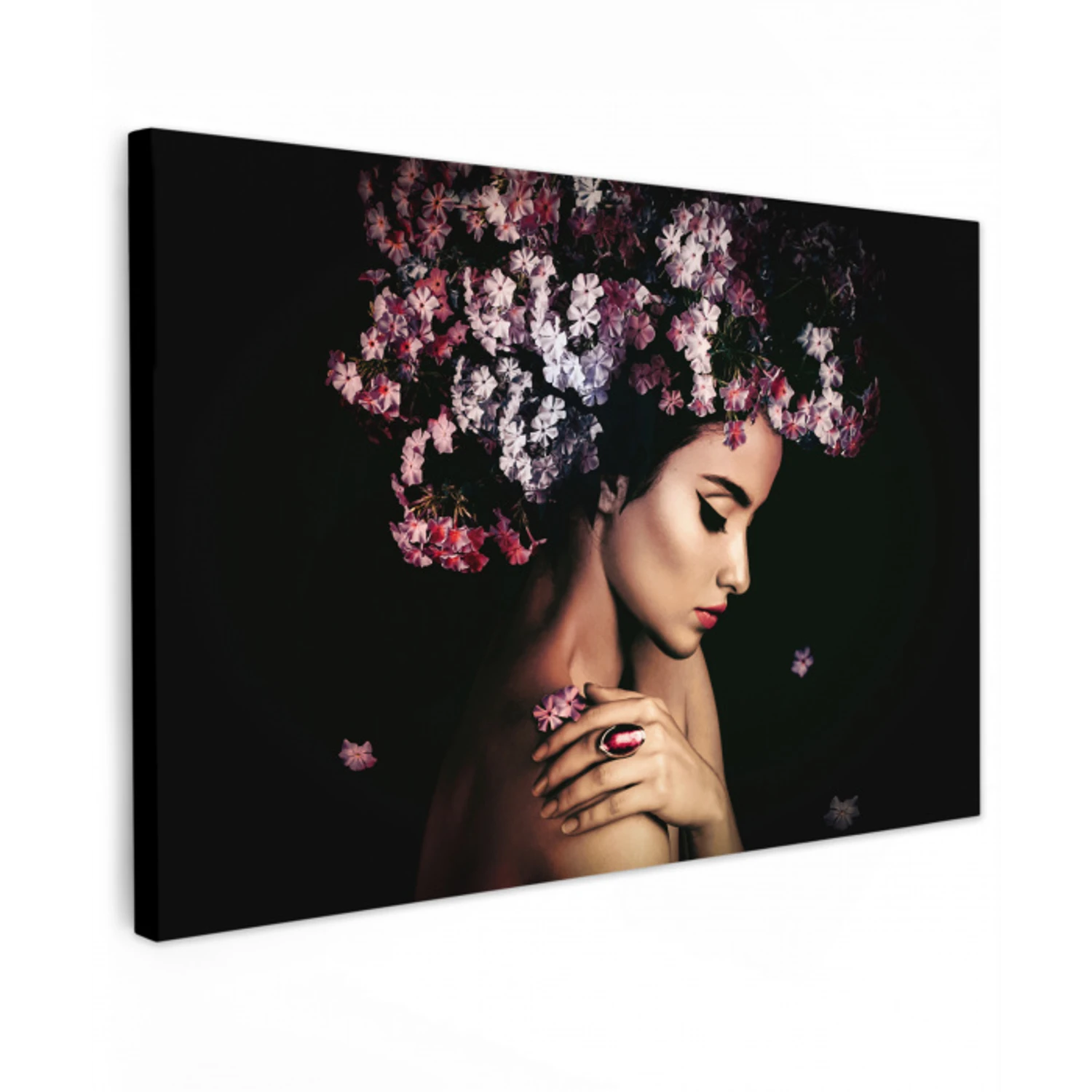 Bloesem - Vrouw - Roze - Bloemen - Luxe canvas 2cm klein -z3d