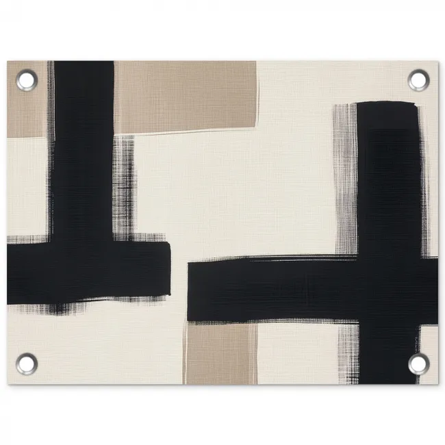 Zwart - Abstract - Japandi tuinposter los doek klein -3d