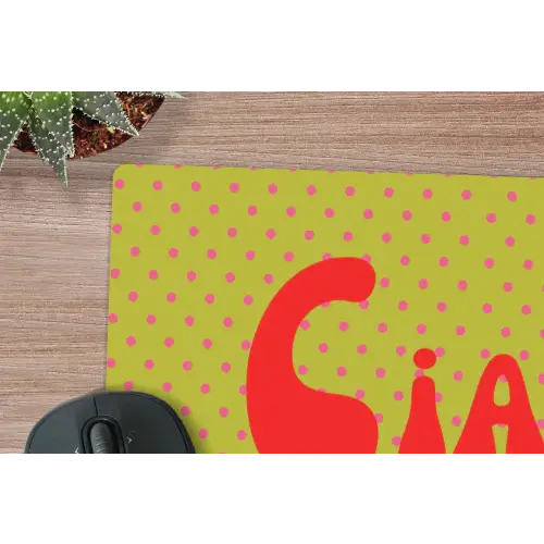 Ciao bella - Rood - Groen - Stippen muismat rubber klein -closeup