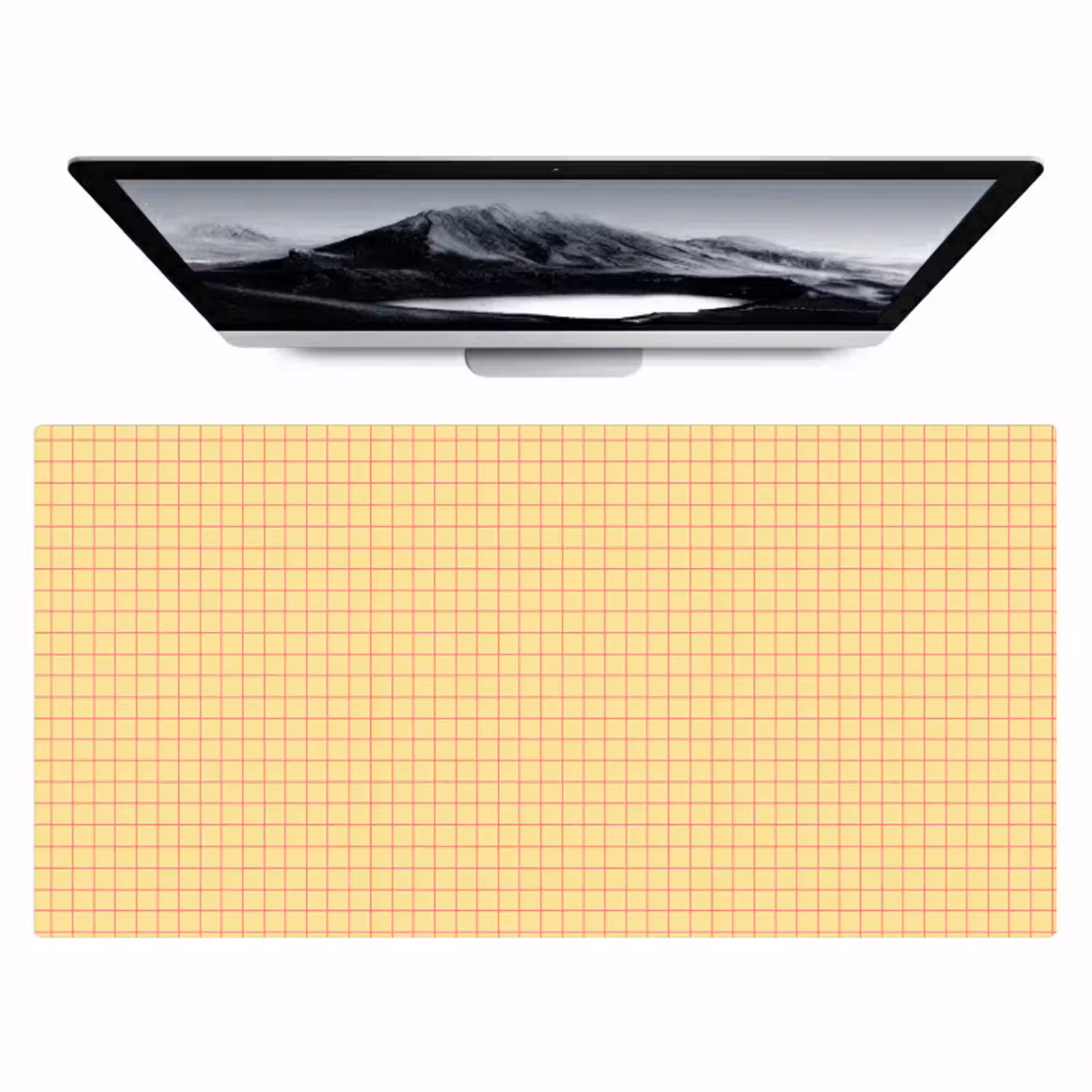 Ruitjes - Grid - Minimalistisch - Geel - Roze Muismat XXL klein 681 -zzz3d