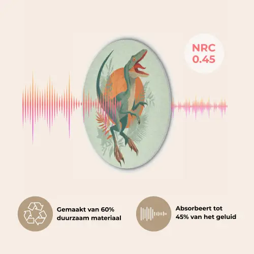 Dino - Bladeren - Grafisch - Groen Akoestische PET Vilt - Rond klein -USP_NL