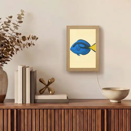 Blauw - Dory - Vis - Staartvin Light Box met kabel (Tafellamp) klein -sfeer2