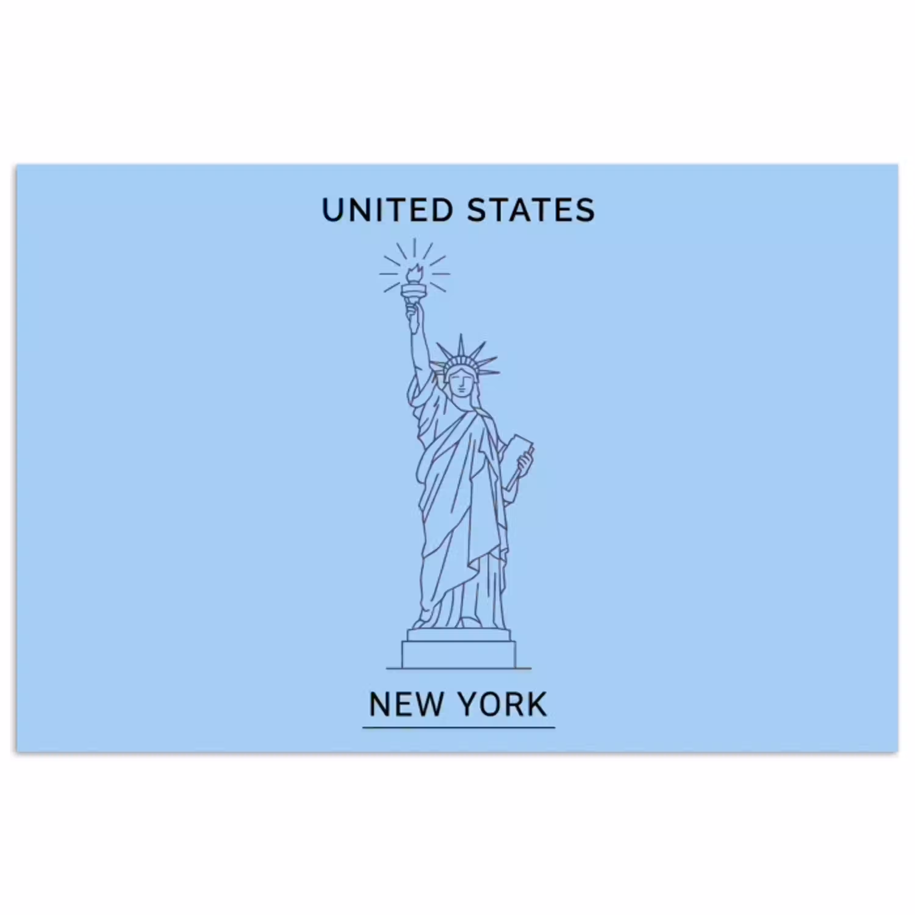 Monument - Vrijheidsbeeld - New York - Minimalistisch - Blauw poster papier klein -3d