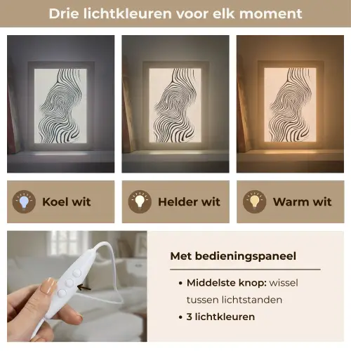 Lijnen - Abstract - Golvend - Zwart Light Box met kabel (Tafellamp) klein -USP_lichtkleurNL