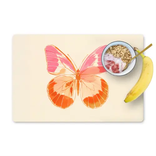 Oranje - Vlinder - Minimalistisch Placemat vinyl groot -zzzproduct_Kitchenyeah-website