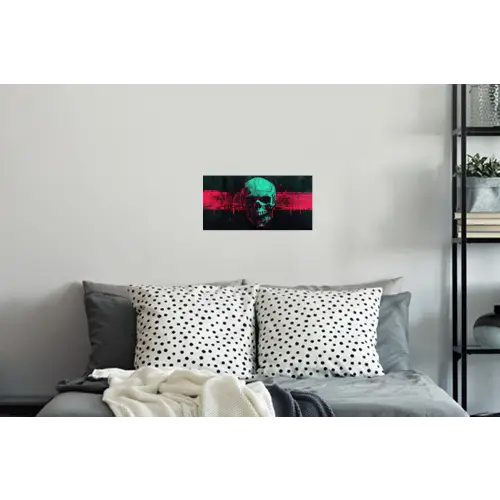 Schedel - Cyberpunk - Neon Rood Muursticker klein -slaapkamer