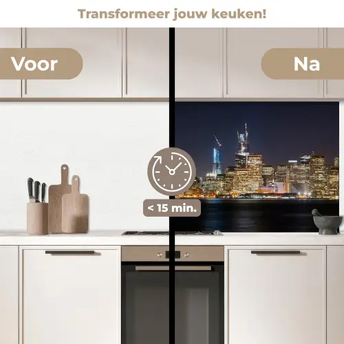Verlichting - Hemel - Wolkenkrabbers - Skyline keuken achterwand 2 middel -voor-na2_NL