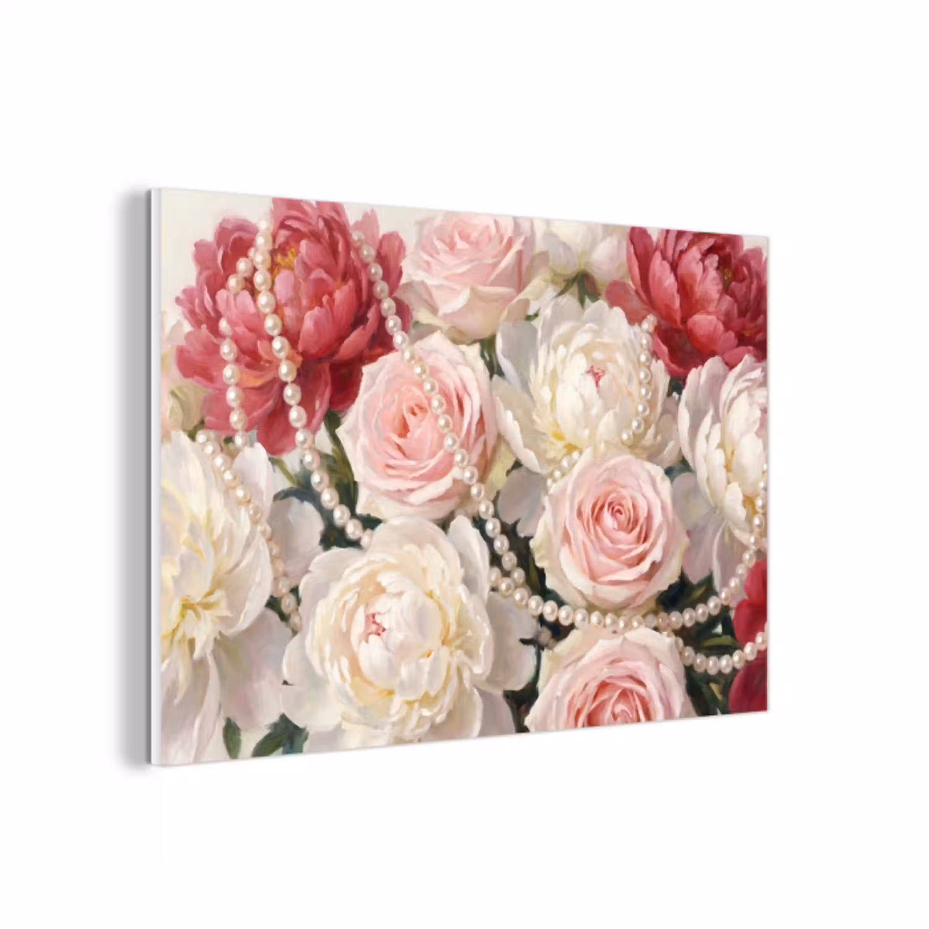 Bloemen - Parels - Romantiek - Klassiek - Roze forex 5mm xxl -3d