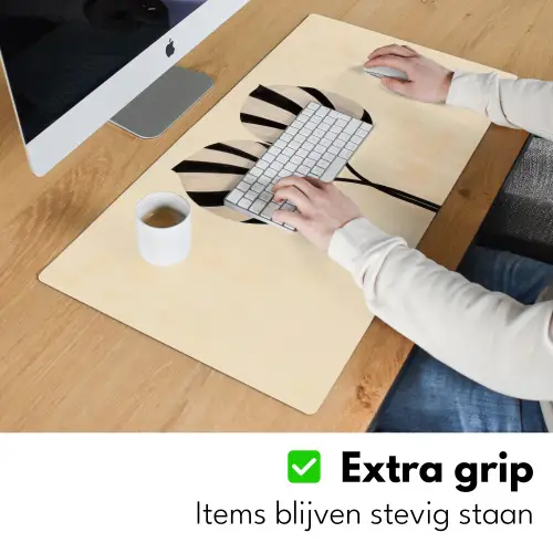 Bladeren - Gestreept - Stengel - Beige Muismat XXL klein -sfeer3
