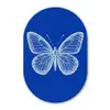 Vlinder - Wit - Getekend - Stippen Wandcirkel Ovaal Glas middel -3d