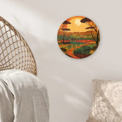 Landschap - Afrikaans - Zon Wandcirkel plexiglas klein -sfeer5