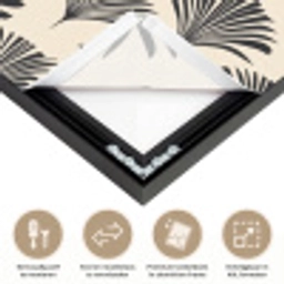 Waaiers - Botanisch - Zwart - Beige Textielframe zwart klein 947 -USP_closeupNL