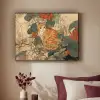 Kat - Sierlijk - Bloemen Textielframe zwart klein -sfeer1