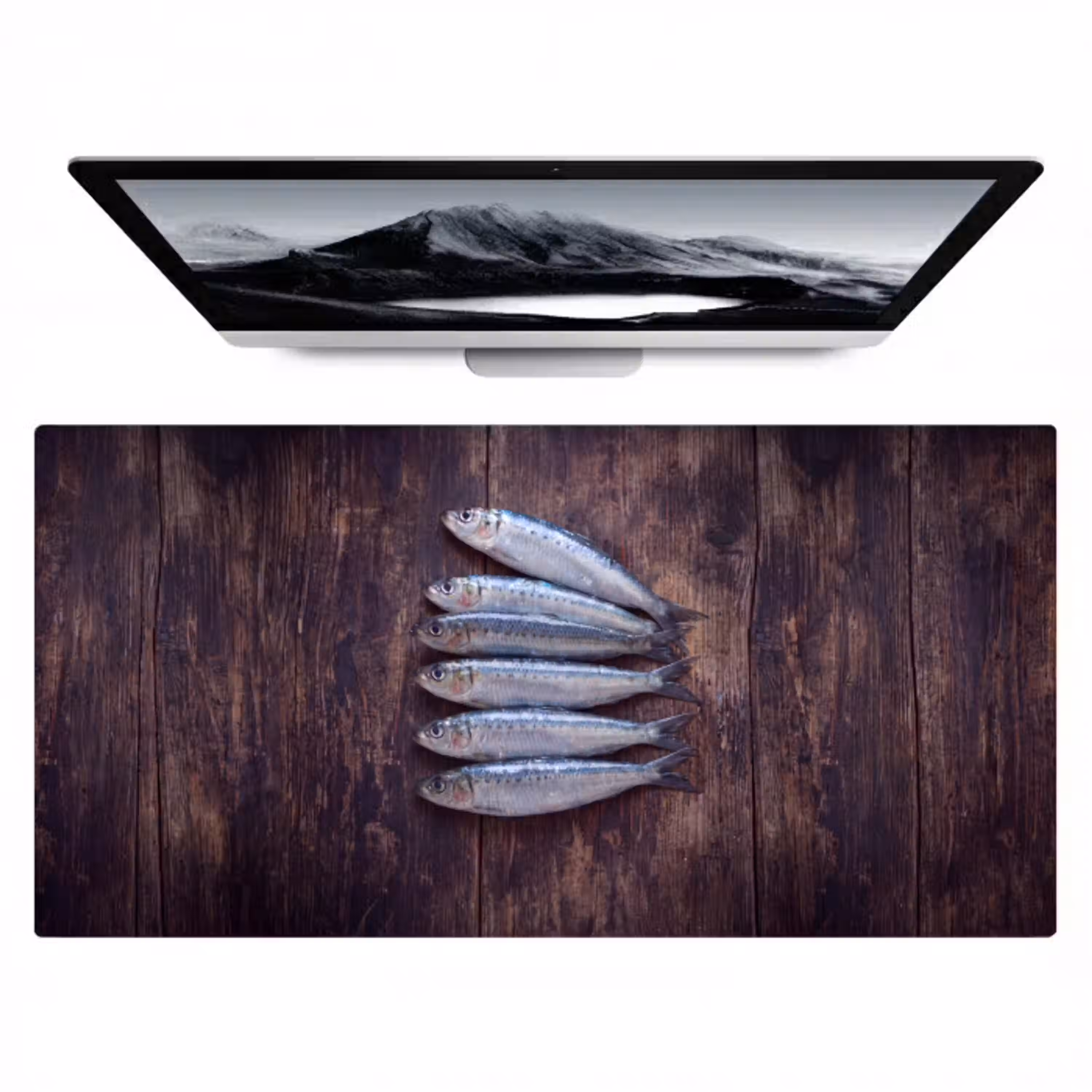 Vis - Hout - Eten Muismat XXL klein -zzz3d