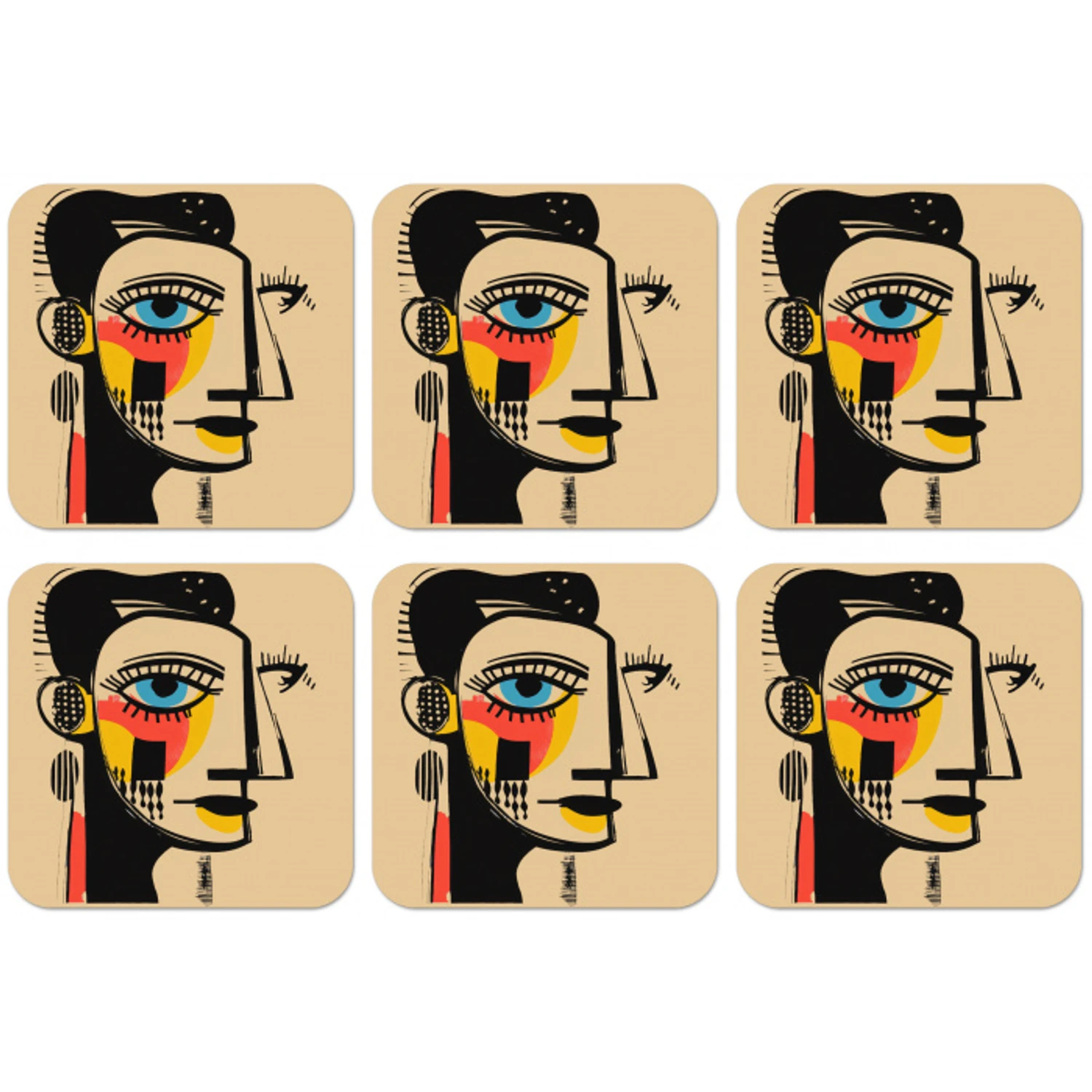 Geometrisch - Felle kleuren - Kubistische stijl onderzetter kurk middel -zkaufland3dotto