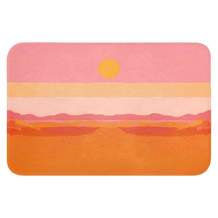 Zon - Abstract - Landschap - Oranje Badmat klein -3d