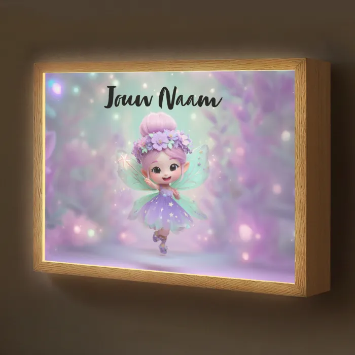 Fee - Paars - Sprookje Light Box met batterij (Wandlamp kind) middel -z3d_website