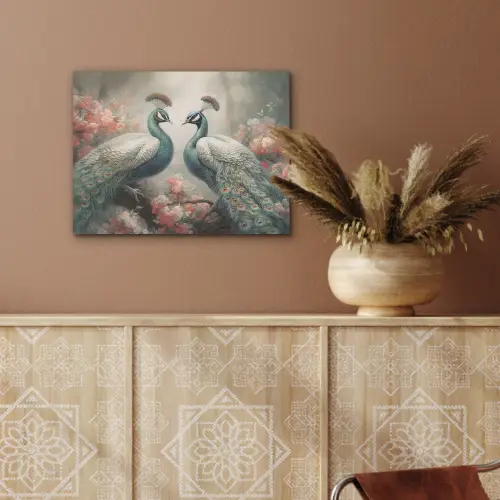 Pauwen - Pauwenveren - Vogels - Bloemen - Natuur PET vilt klein -sfeer4