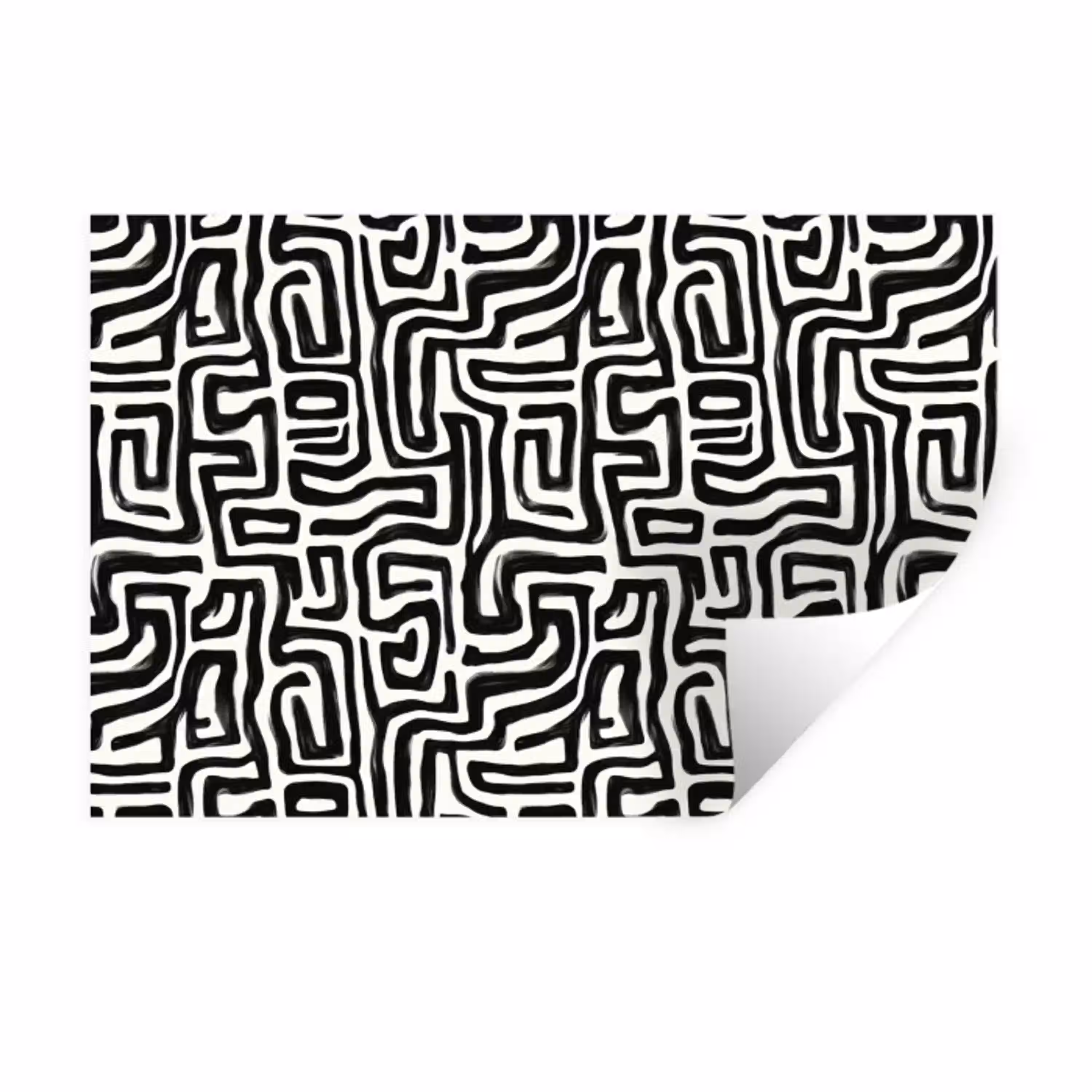 Grafisch - Lijnen - Zwart - Wit Muursticker klein 286 -3d