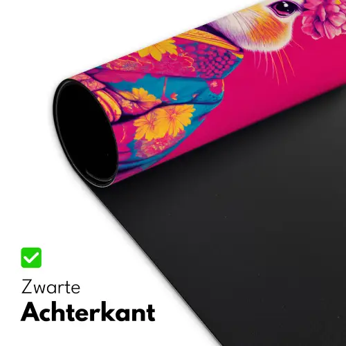 Konijn - Bloemen - Kleurrijk - Kimono Muismat XXL klein -sfeer2