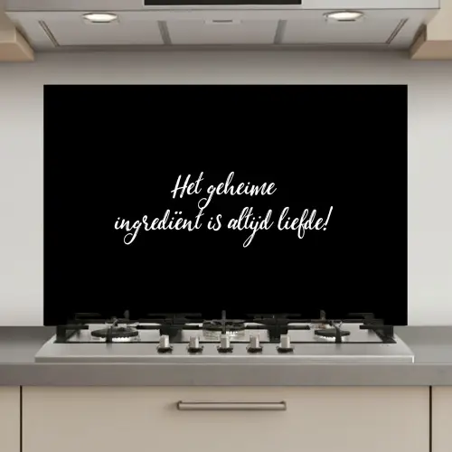 Quotes - Koken - Het geheime ingrediënt is altijd liefde! - Spreuken - Liefde keuken achterwand spatscherm klein -3d_website