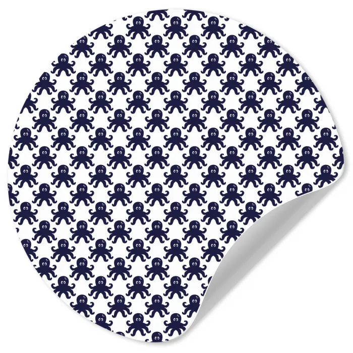 Oceaan - Octo - Blauw - Wit Wandcirkel behangsticker klein 186 -3d
