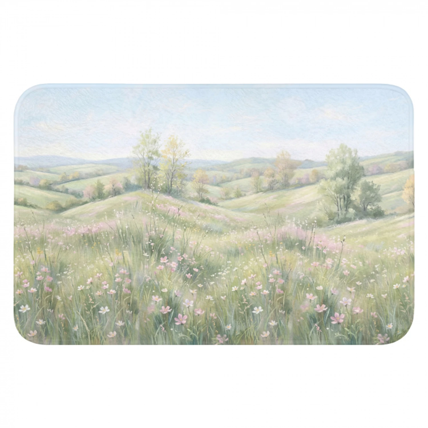 Bloemen veld - Bloemen - Groen Badmat klein -3d