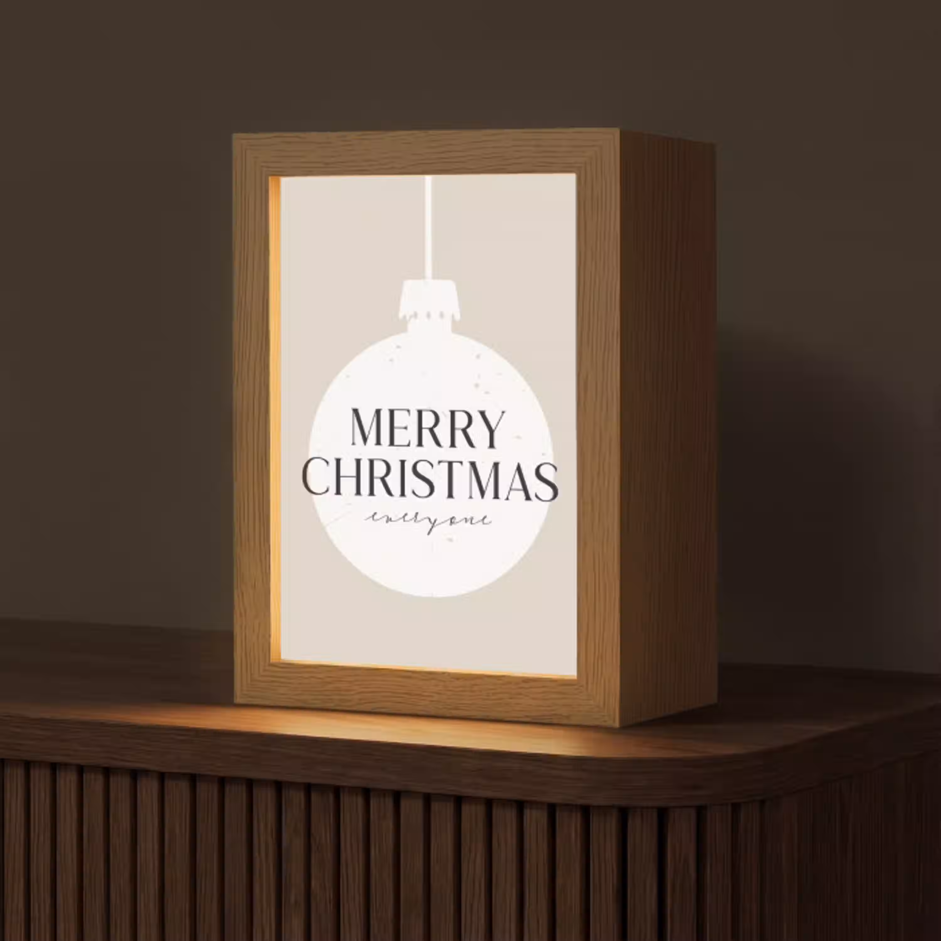 Christmas - Kerstballen - Japandi - Witte kerstballen Light Box met kabel (Tafellamp) klein -z3d_website