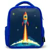 Planeet - Raket - Sterren - Donkerblauw Kinderrugzak - Blauw middel -3d