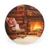 Winter - Kerst - Huis - Openhaard Wandcirkel aluminium klein -3d