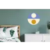 Cirkels - Symmetrisch - Wit - Blauw- Geel Wandcirkel aluminium klein -slaapkamer