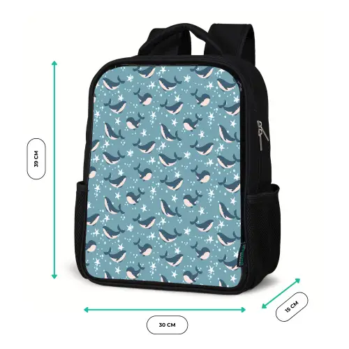 Klein - Oceaan - Walvis - Zeester Rugzak - Zwart middel 861 -productfoto_formaten