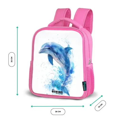 Springende blauwe dolfijn Kinderrugzak - Roze middel -productfoto_formaten