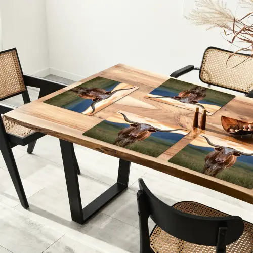 Longhorn - Landschap - Zonsondergang Placemat vinyl groot -zzsfeer4_Kitchenyeah-website