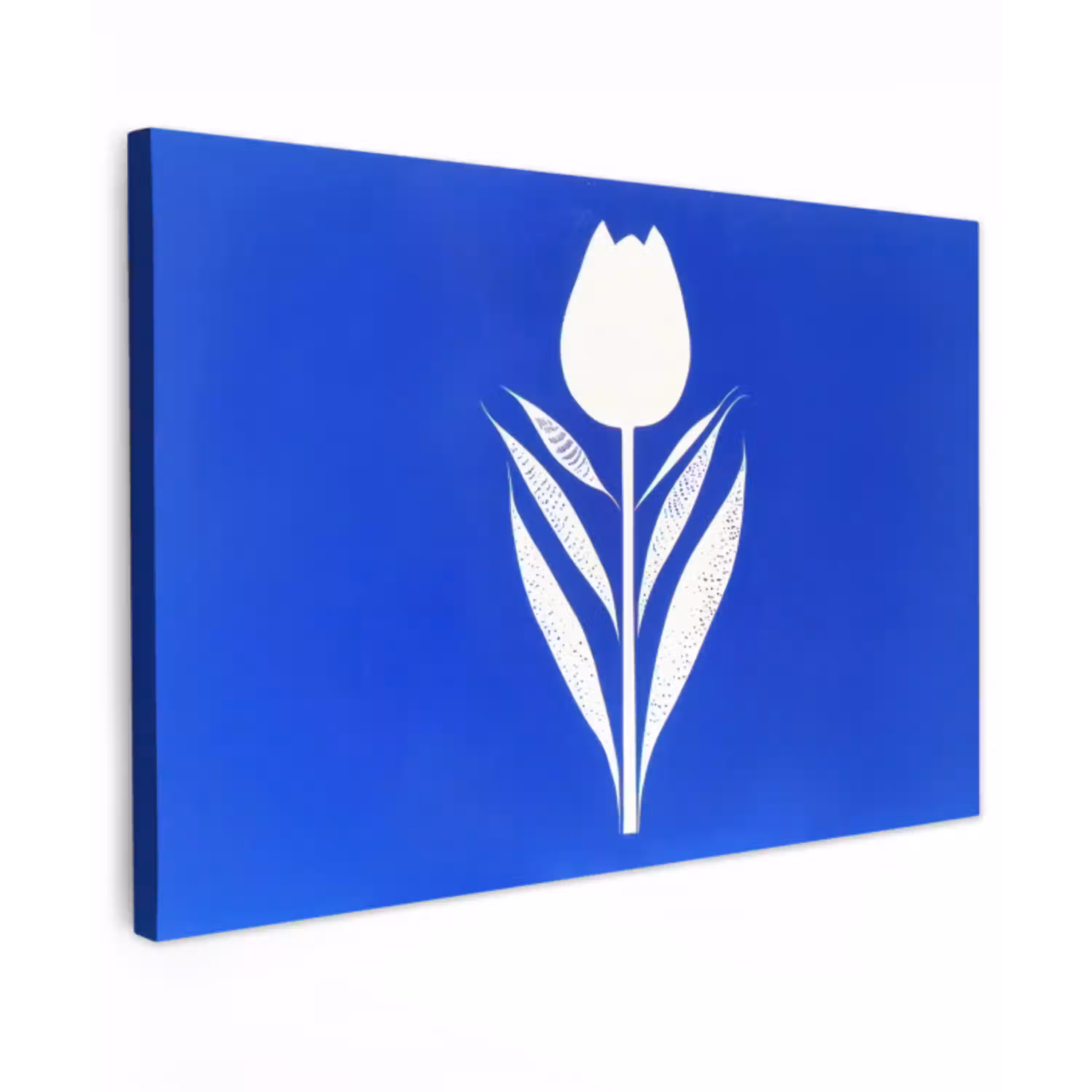 Tulp - Minimalistisch - Bladeren - Wit canvas 2cm klein -z3d