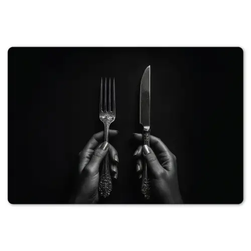 Bestek - Zwart - Wit Placemat vinyl groot -zzsfeer1_Kitchenyeah-website