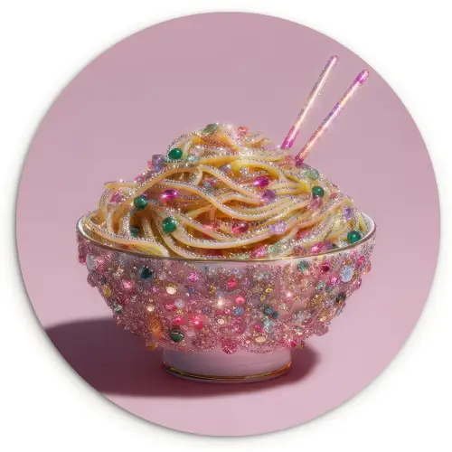 Noodles - Edelstenen - Stokjes - Roze Wandcirkel kunststof plaat 5mm dik klein -3d