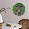Panter - Zebrapatroon - Groen Wandcirkel behangsticker klein -sfeer3