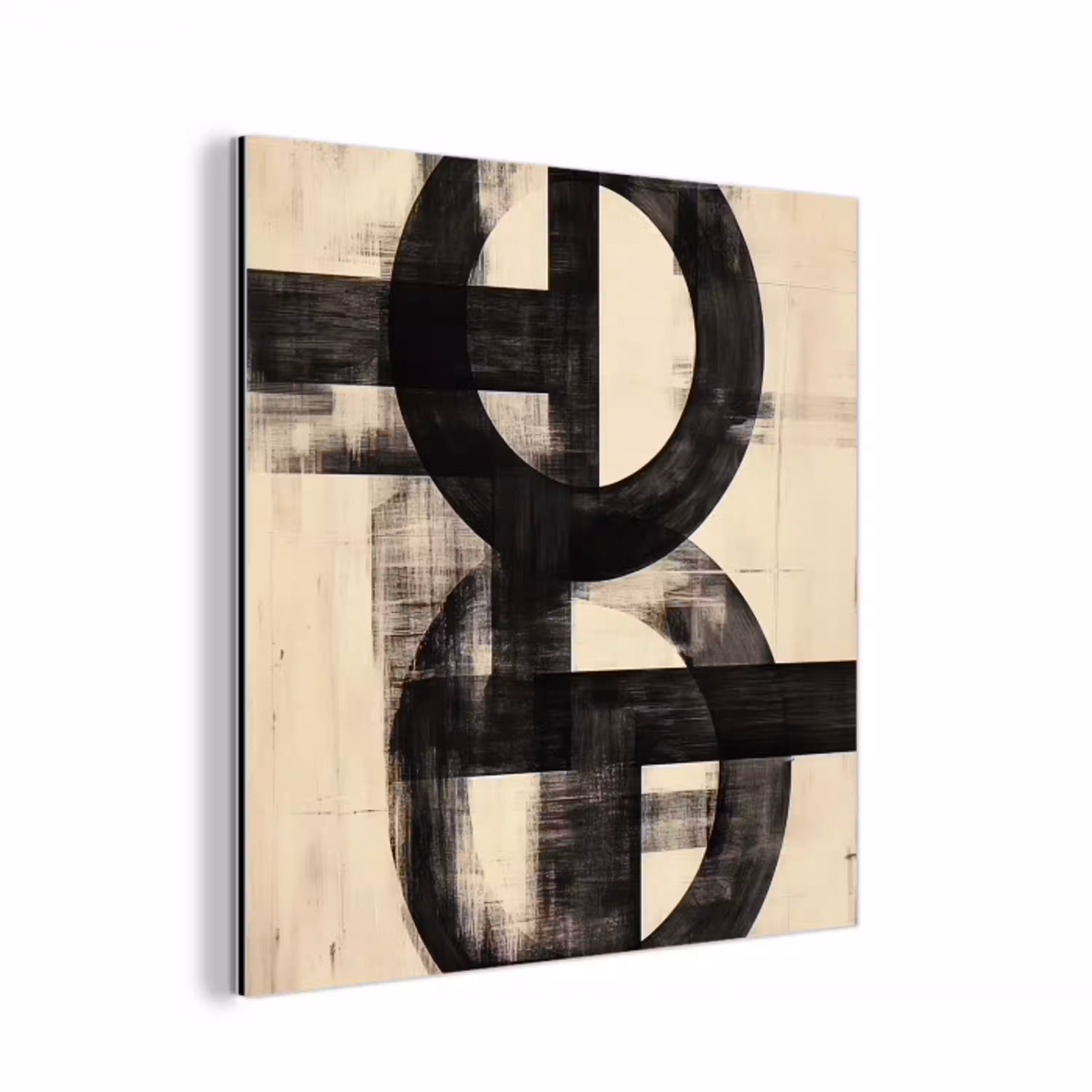 Cirkels - Balken - Zwart - Abstract aluminium wit klein -3d