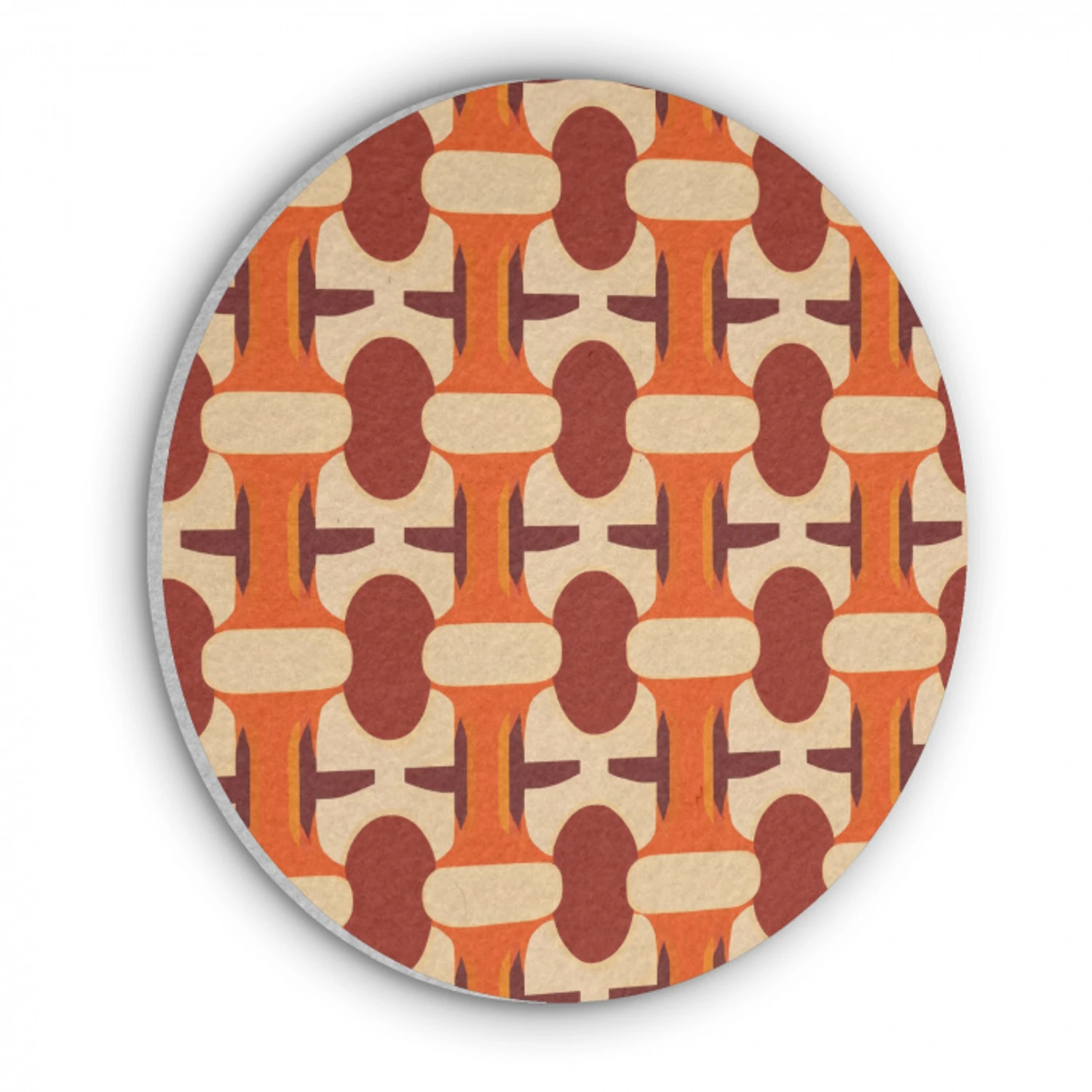 Geometrisch - Retro - Oranje Akoestische PET Vilt - Rond klein 838 -3d