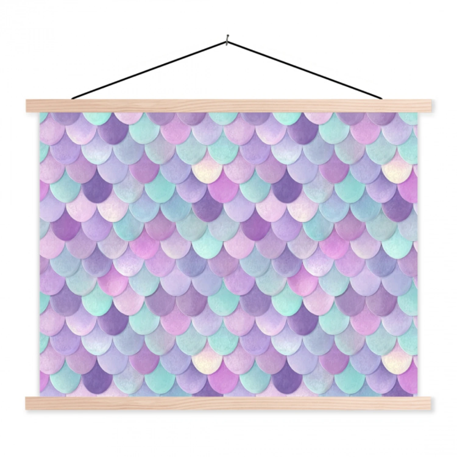 Dromerig - Zeemeermin - Pastel textielposter latten blank klein 122 -3d